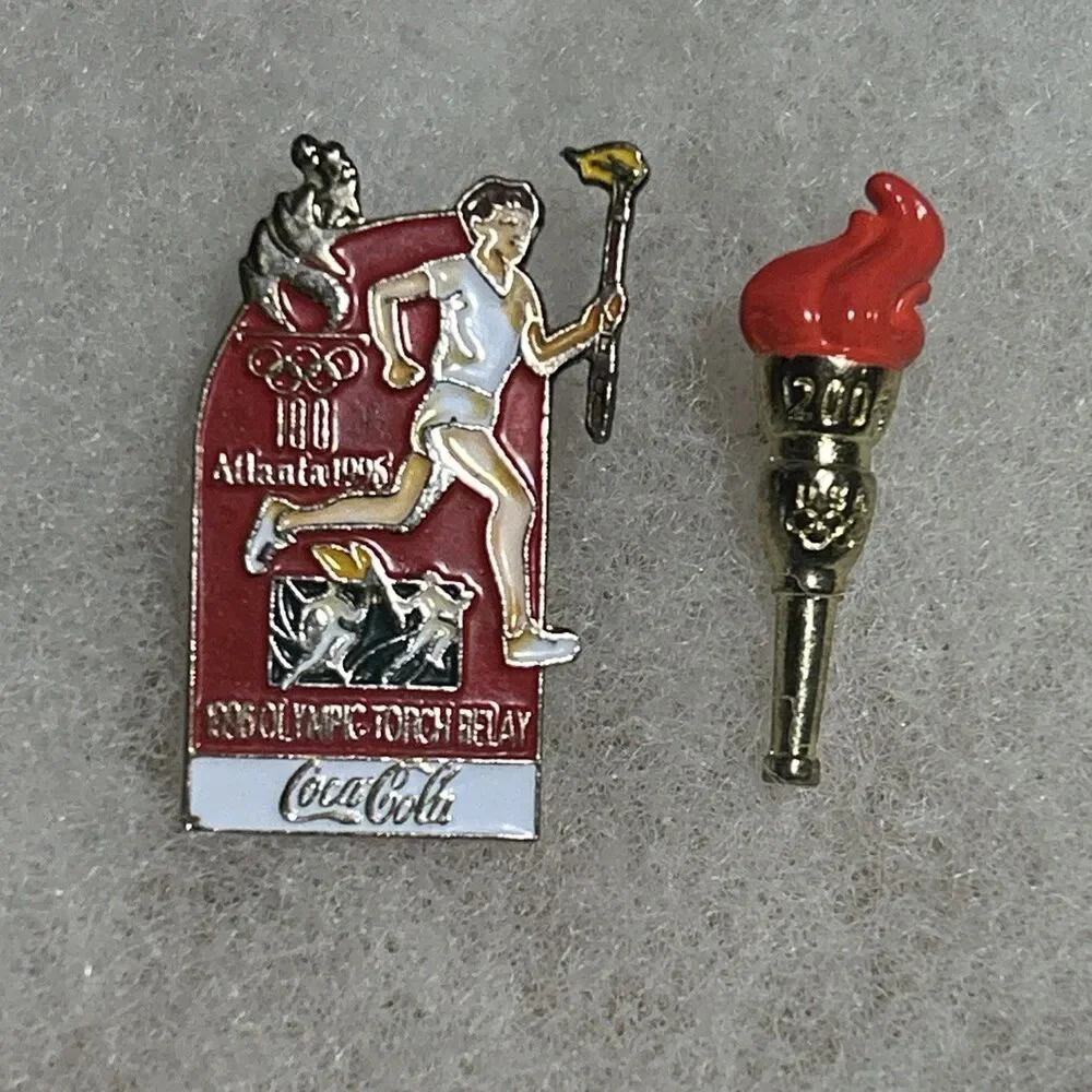 1996 & 2004 USA OLYMPIC Torch & Runners Pins -Free Shipping